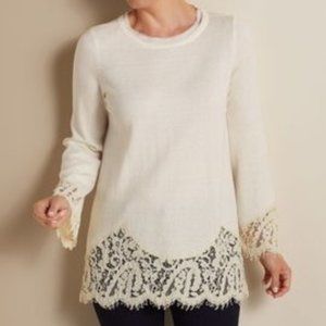 Soft Surroundings Isabeau Sweater  Lace Trimmed